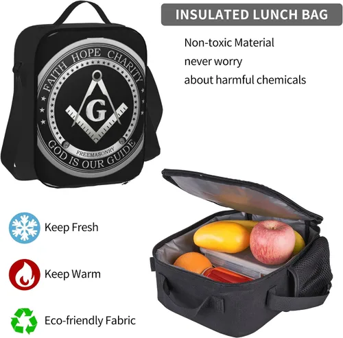 Vista 5 de SWEET TANG Mochila escolar para estudiantes, con logotipo masónico de Fe, Esperanza y Caridad, Masón, Negro, Viaje, Senderismo, Gran Capacidad
