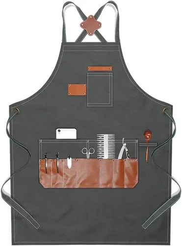 Vista 10 de boshiho Delantal de pintura para adultos, hebilla ajustable, delantal de peluquero con bolsillos para mujeres/hombres/unisex, delantal de trabajo