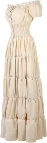 Vista 2 de Vestido de mujer renacentista, vestido de pirata, campesina, disfraz irlandés, medieval, bohemio, vestido largo, para feria renacentista