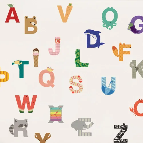 Vista 3 de Adhesivo de pared de vinilo con letras del alfabeto (tamaño grande), despegar y pegar, por Simple Shapes ®