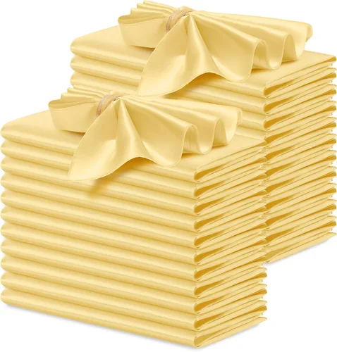 Vista 16 de P Pothuiny 12 servilletas de satén de color beige sedoso de 17 x 17 pulgadas, servilletas cuadradas lisas de tela de satén, servilletas de mesa