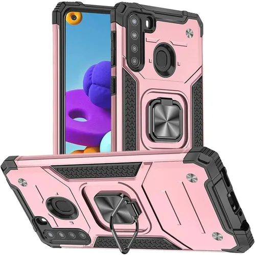 Vista 8 de HNHYGETE Funda para teléfono Galaxy A21: Protector de pantalla de grado militar 360° giratorio Kickstand a prueba de golpes Fundas protectoras