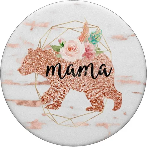 Vista 3 de Mama Bear Rose Marble - Soporte para teléfonos y tabletas, diseño geométrico de acuarela, color rosa