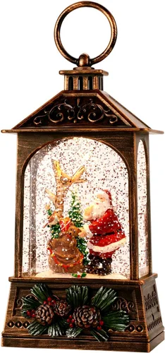 Vista 13 de Decoraciones de Navidad para interiores - 8 canciones navideñas, globo de nieve de Navidad musical - Globo de nieve con remolino de purpurina