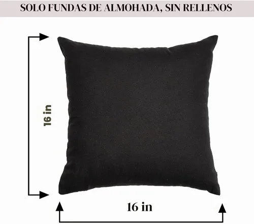 Vista 5 de RELY+ Fundas de cojín de algodón negras de 16"x16" Juego de 2 Fundas decorativas con cremallera para cojines, para sofá, casa de campo y sala