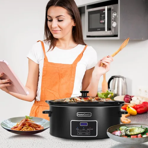 Vista 6 de HOMECOOKIN olla de cocción lenta programable de 6 cuartos de galón, electrodomésticos de cocina, pequeño electrodoméstico de cocina perfecto