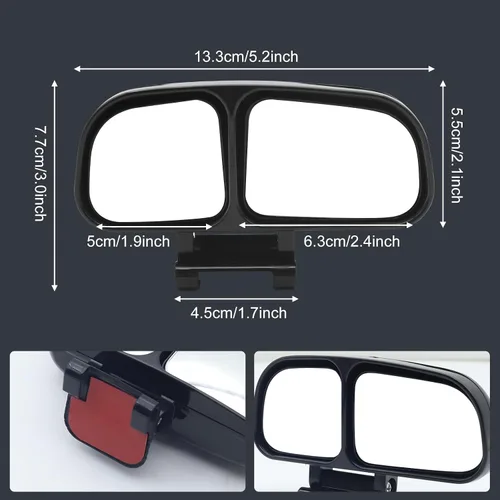 Vista 4 de Espejo auxiliar universal de cristal HD para automóvil, gran angular ajustable, de doble cara, 1 unidad (derecha)