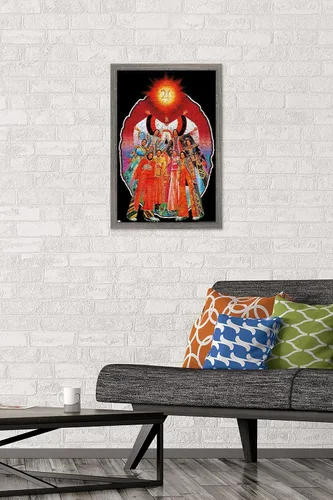 Vista 2 de Earth Wind & Fire - Póster de pared con banda, 22.4 pulgadas de largo x 14.7 pulgadas de ancho, versión enmarcada de madera de granero