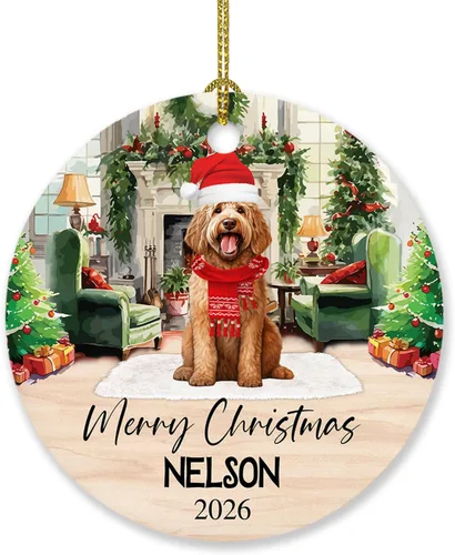 Vista 15 de Adorno personalizado de caniche negro, regalo para perro, mamá, perro, papá, adorno de Navidad único de perro caniche negro 2025, adorno de caniche
