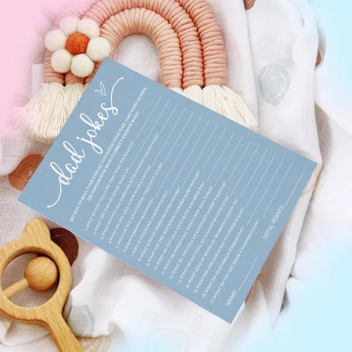 Vista 3 de Divertidos juegos de baby shower, trivia para bebés y alfabeto, juegos de doble cara, ideas de decoración de fiesta azul minimalismo, 25 piezas de 5