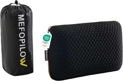 Vista 11 de Almohada de viaje de espuma viscoelástica con funda lavable y bolsa de transporte, almohada de cuello compacta, suave y transpirable para avión