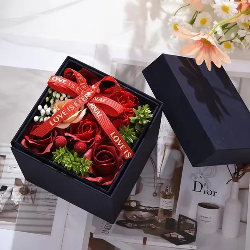 Vista 2 de HPLRZXI Hermosa caja de regalo de rosas con collar para mujeres, día de la madre, boda, fiesta en casa, regalos de rosas para mujeres, abuela, día