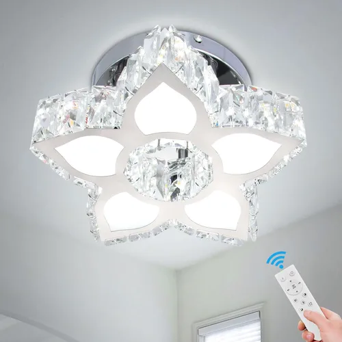 Vista 11 de FRIXCHUR - Lámpara de techo de cristal con flores pequeñas, 20 W, 3