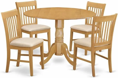 Vista 8 de East West Furniture Mesa y sillas de cocina de madera Dublin de 5 piezas en caoba