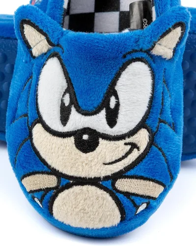 Vista 6 de Sonic the Hedgehog Pantuflas de felpa bordada cara 3D para niños Azul