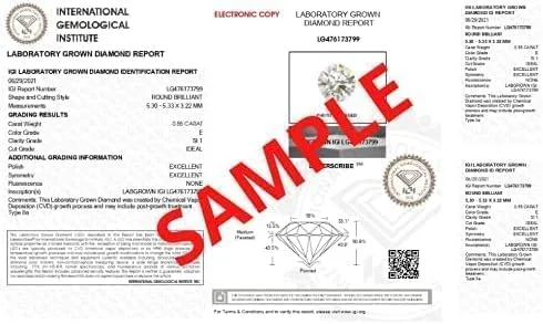 Vista 5 de IGI - Anillo de compromiso de diamantes creados en laboratorio de 4.0 quilates con diamantes de laboratorio redondos blancos de excelente corte