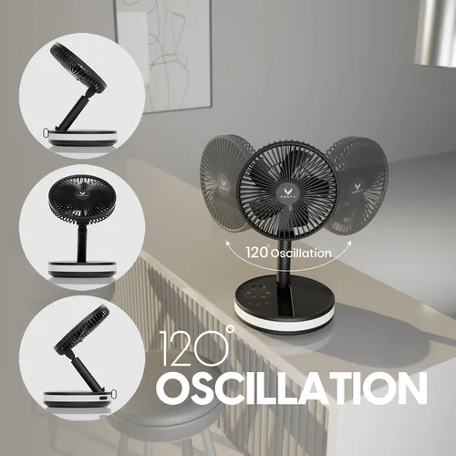 Vista 6 de VENTY Ventilador Portátil - Ventilador Operado por Batería Inalámbrico - 4 Velocidades - Iluminación LED - Estuche de Transporte y Control Remoto