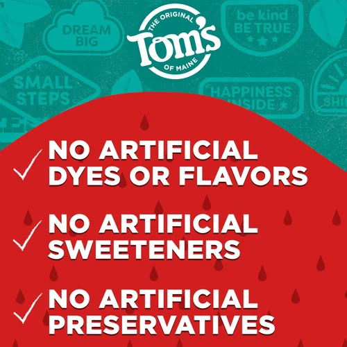 Vista 7 de Tom's of Maine Pasta dental natural sin flúor para niños, a partir de 2 años, Fresa Divertida, 5.1 oz. Paquete de 3 (de vuelta en fórmula original)