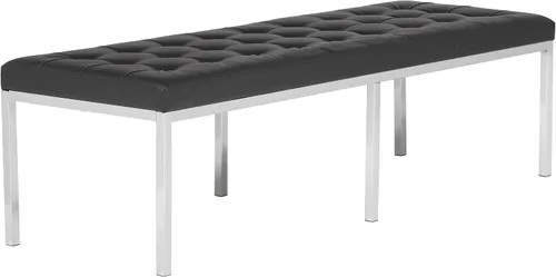 Vista 9 de Studio Designs Home Camber - Moderno comedor de 60 pulgadas con patas cromadas y piel sintética copetuda, banco de entrada o sala de estar