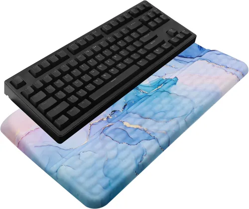 Vista 15 de Soporte para teclado de computadora con reposamuñecas, soporte ergonómico inclinado para teclado - Elevador de teclado con almohadilla para muñeca
