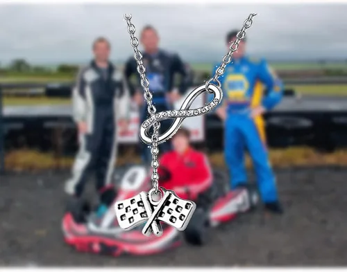 Vista 7 de Collar de banderas de carreras, collar con colgante de cadena en Y, regalo para carreras de coches y motocross, para aficionados a carreras