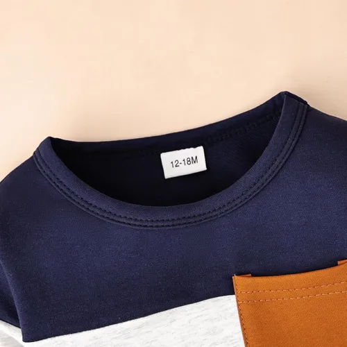 Vista 13 de Ropa de otoño e invierno para bebé, trajes de niño pequeño, sudadera de manga larga, sudadera de retazos y pantalones, 2 piezas, 12 meses a 5 años