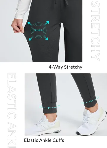 Vista 5 de BALEAF Pantalones deportivos con forro polar para mujer, pantalones de senderismo de cintura alta, resistentes al agua, pantalones térmicos de esquí