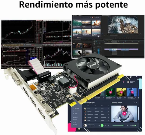 Vista 5 de QTHREE GeForce GT 730 - Tarjeta gráfica de perfil bajo de 4 GB, DDR3,64 bits, 2X HDMI, DP, VGA, tarjeta de video de factor de forma pequeño para PC