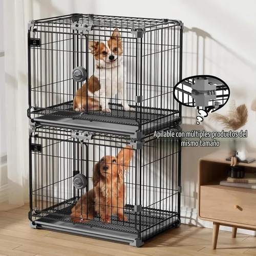 Vista 6 de Jaula para Perros para Perros Pequeños de Menos de 25 libras, Perrera de Perro de Metal Grueso Negro de 24 pulgadas Jaula de Alambre para Interiores