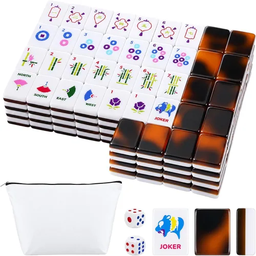 Vista 8 de Hoteam Juego de 160 piezas de mahjong americano de Halloween con bolsa
