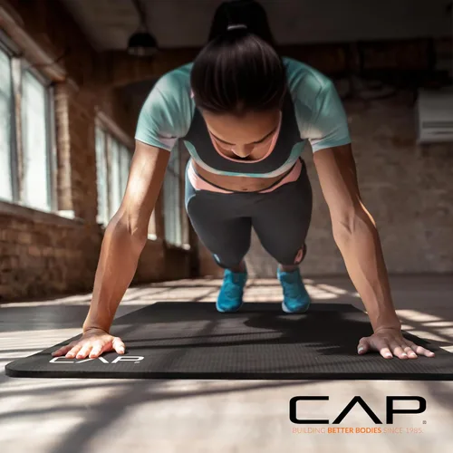 Vista 6 de CAP Barbell Colchoneta de yoga y ejercicio de alta densidad de 1/2 pulgada con correa Múltiples opciones