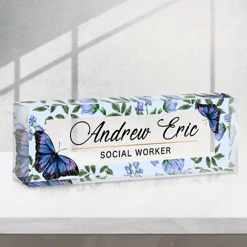 Vista 27 de Placa de nombre personalizada para escritorio, accesorios de escritorio de acrílico, placa de identificación personalizada, regalos personalizados