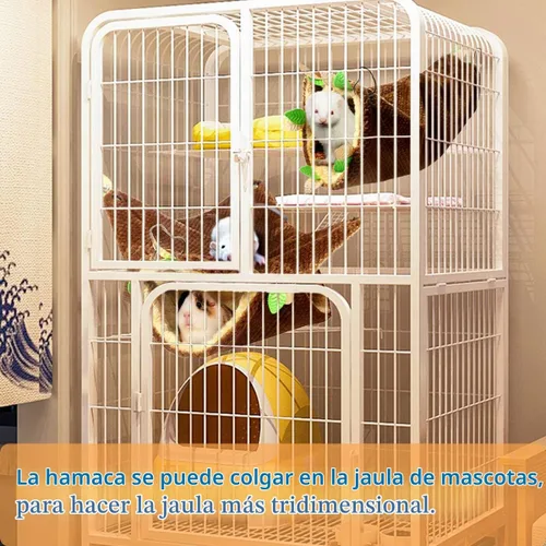 Vista 2 de LEFTSTARER Hamaca de conejillo de indias, hurón, rata de juguete, jaula de animales pequeños, accesorios para túnel y litera para rata, hurón
