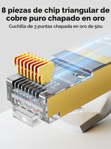 Vista 6 de Cable Ethernet Cat 8 de 19.7 ft, 20 pies, Cat8 de alta velocidad, 40 Gbps 2000 MHz, plano RJ45 Gigabit, cable de red de Internet, 20 pies