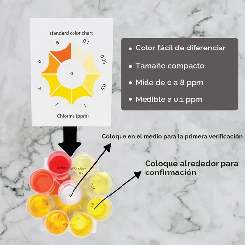 Vista 6 de Monitor de prueba de cloro KIT (250 pruebas) - Monitorear la calidad del agua de acuarios y acuicultura