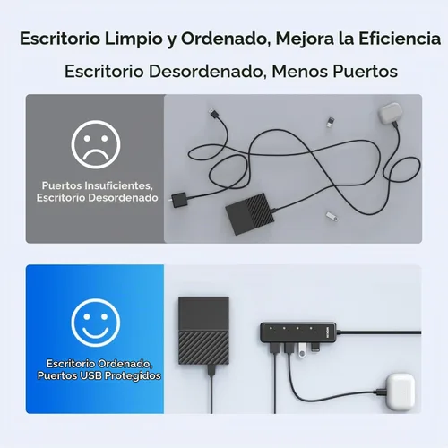 Vista 6 de MOKiN Concentrador USB 3.0, extensor USB de datos ultra delgado de 5 puertos con 4 puertos USB A 3.0 + puerto de alimentación USB C para laptop