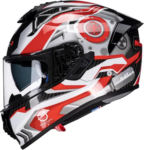 Vista 8 de S-GT Carbon Fiber Motorcycle Helmet Full Face Racing Helmet for Adult, Speaker-Ready Design, DOT Approved