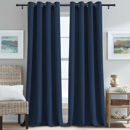Vista 20 de H.VERSAILTEX Cortinas de cocina texturizadas de lino natural con ojales de 45 pulgadas de largo, lino sintético grueso para oscurecer la habitación