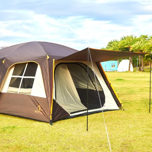Vista 18 de KTT Extra Large Tent 6-12-14 Person,Family Cabin Tents,2 Rooms,3 Doors and 3 Windows with Mesh,Straight Wall,Waterproof,Double Layer,Big Tent for