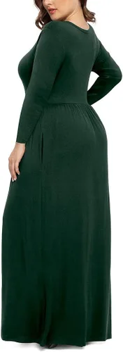Vista 3 de LONGYUAN - Vestido largo de manga larga para mujer, de talla extragrande (XL-6XL), estilo casual, suave, con bolsillos