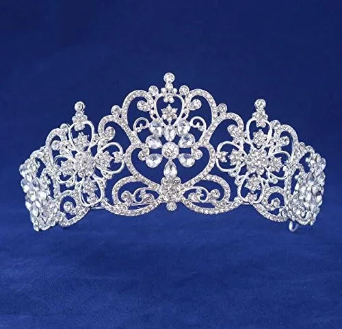 Vista 4 de WIIPU Lujo Teardrop CZ Rhinestone vidrio boda tiara corona (A1063)