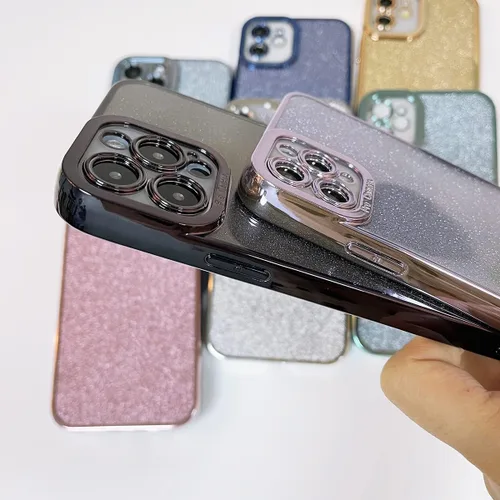 Vista 6 de Funda compatible con iPhone 11 Pro con purpurina, de lujo, linda, flexible, cubierta chapada, protección de cámara, a prueba de golpes, funda