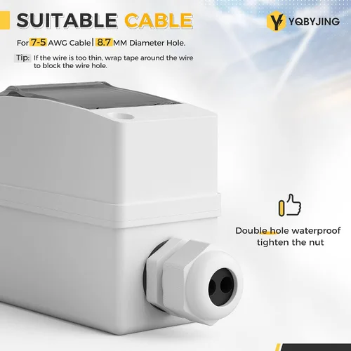 Vista 5 de Interruptor de desconexión de panel solar CC 20 Amp AC Caja de interruptor de circuito en miniatura 500V 2 polos con caja IP65 impermeable a prueba