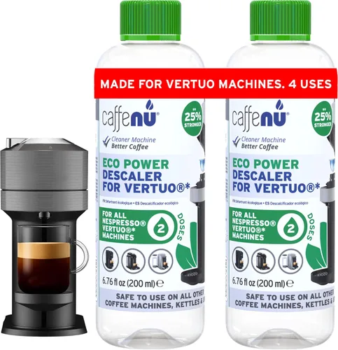 Vista 3 de Kit de descalcificación y limpieza compatible con Nespresso. 2 botellas de solución descalcificadora Nespresso Vertuo. 4 cápsulas de limpieza