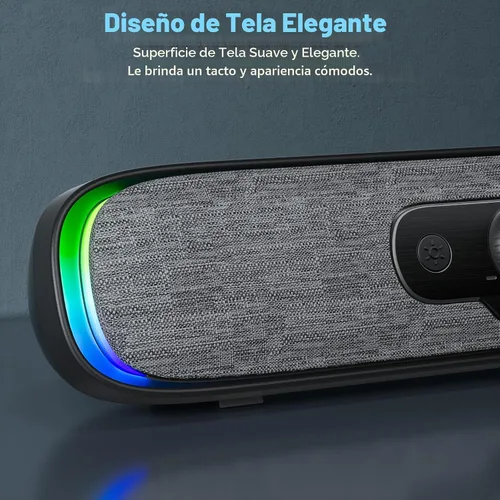 Vista 6 de SOULION R200 Altavoces Bluetooth para Computadora, Altavoces Compactos para PC, Altavoz de Escritorio USB C/USB Plug & Play con Luces LED Coloridas