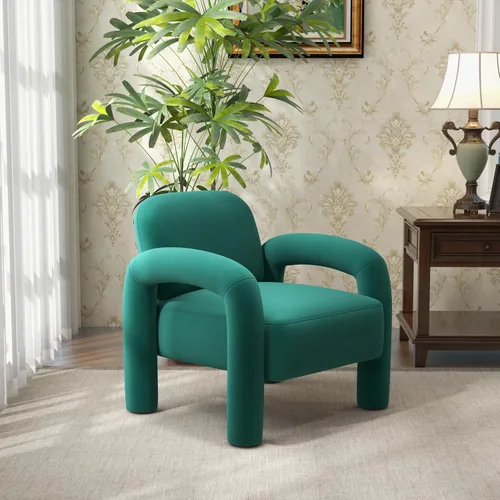 Vista 17 de Silla decorativa moderna, cómoda silla tapizada de terciopelo, acogedora silla individual de tocador, silla de barril copetudo, silla de lectura