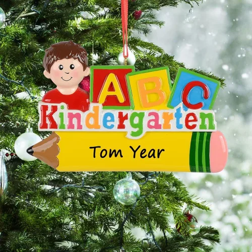 Vista 2 de Adorno personalizado de jardín de infantes, adornos de Navidad para niños de jardín de infantes, adorno para el primer día de escuela 2025, regalos