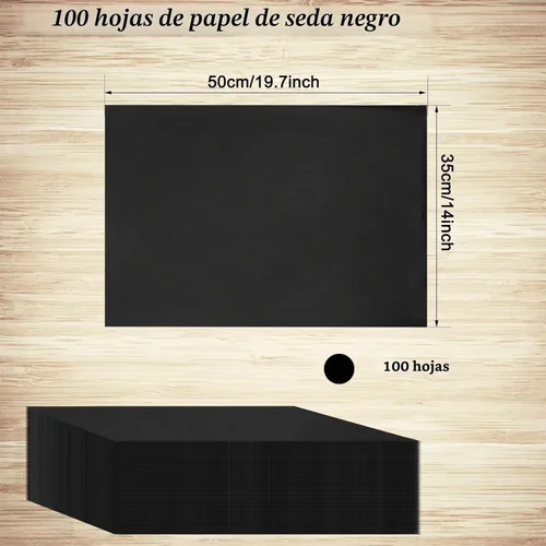 Vista 4 de 100 hojas de papel de seda negro Artdly de 14 x 20 pulgadas, papel de regalo negro a granel para bodas, cumpleaños, proyectos de bricolaje y Navidad