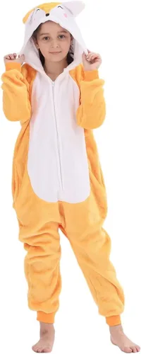Vista 3 de HIBCIGA Disfraz de mameluco para niños, cosplay de animales para niños y niñas, Halloween cálido de felpa de una pieza