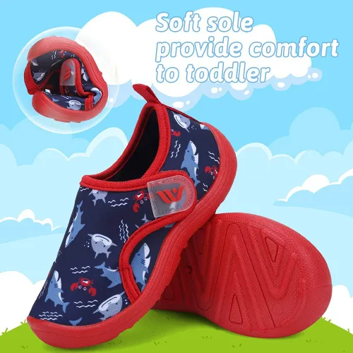 Vista 4 de FANTURE Zapatos de agua para niños y niñas, lindas sandalias acuáticas, playa, piscina, parque acuático, tenis acuáticos, para niños pequeños